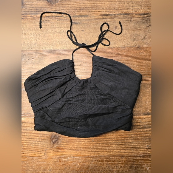 Zara Tops - Zara Black Ruched Womens Crop Top Size Medium